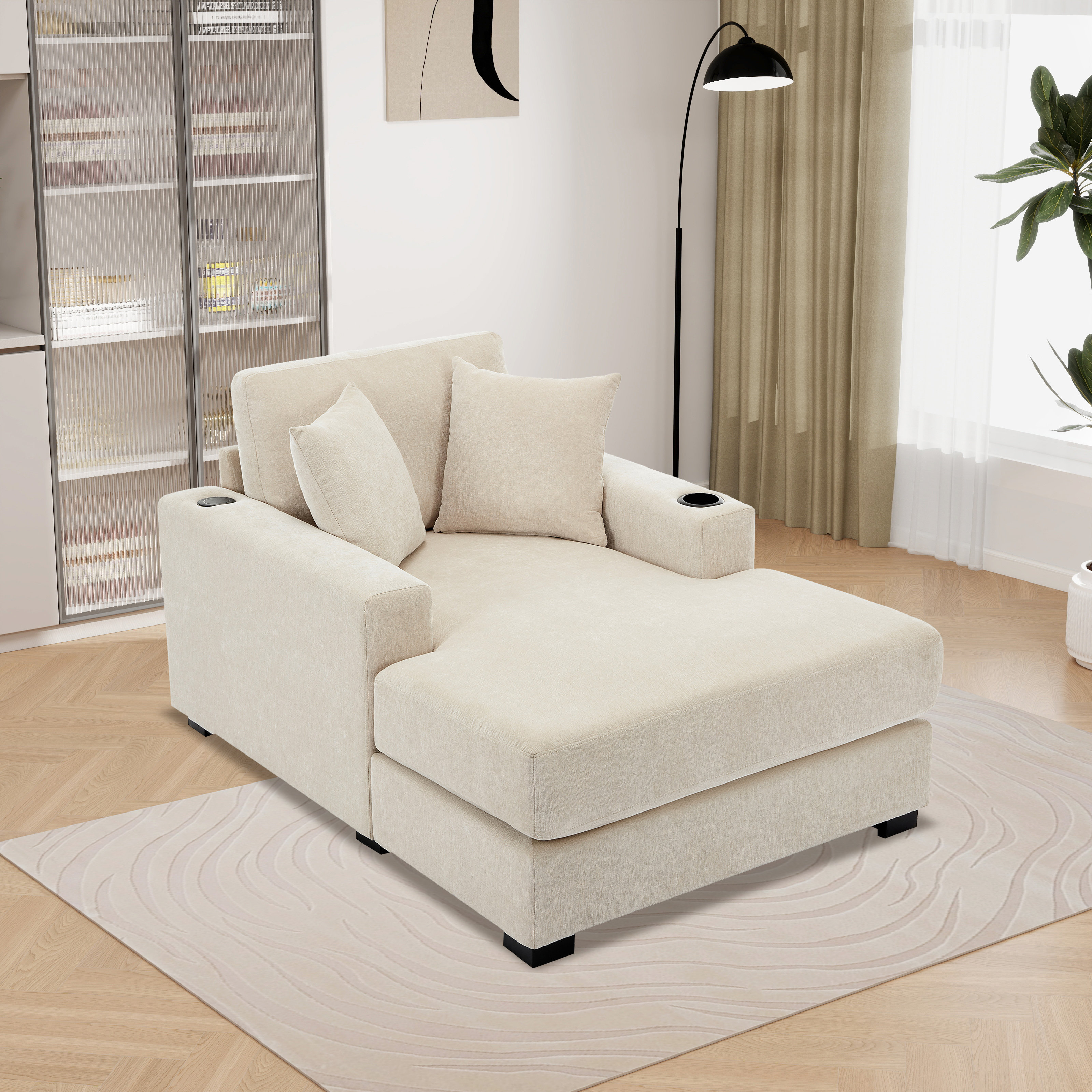 Latitude Run® 43.48" W Upholstered Symmetrical Double Arms Chaise